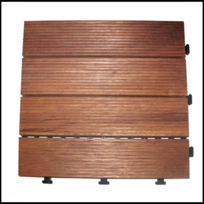 Grooved Merbau Decking Tile/DIY Floor Tile/Outdoor Wood Flooring Tile for Garden/Balcony/Bathroom